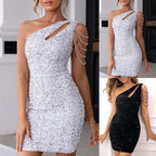 Robe courte évidée à paillettes pour femmes