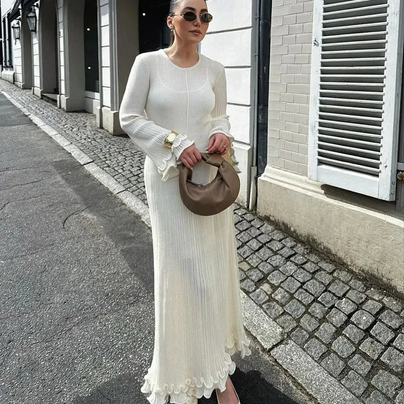 Robe Longue Femme – Plis et Volants