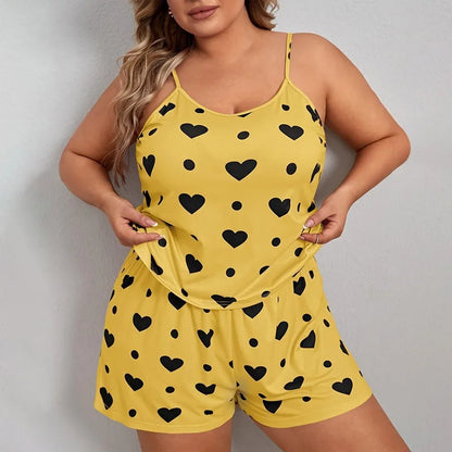 Pyjama Ample 2 Pièces Femme – Haut Court et Short Imprimé