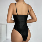 Body moulant en PU sans manches pour femmes