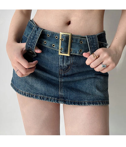 Mini-Jupe en Jean Femme – Taille Basse et Ceinture
