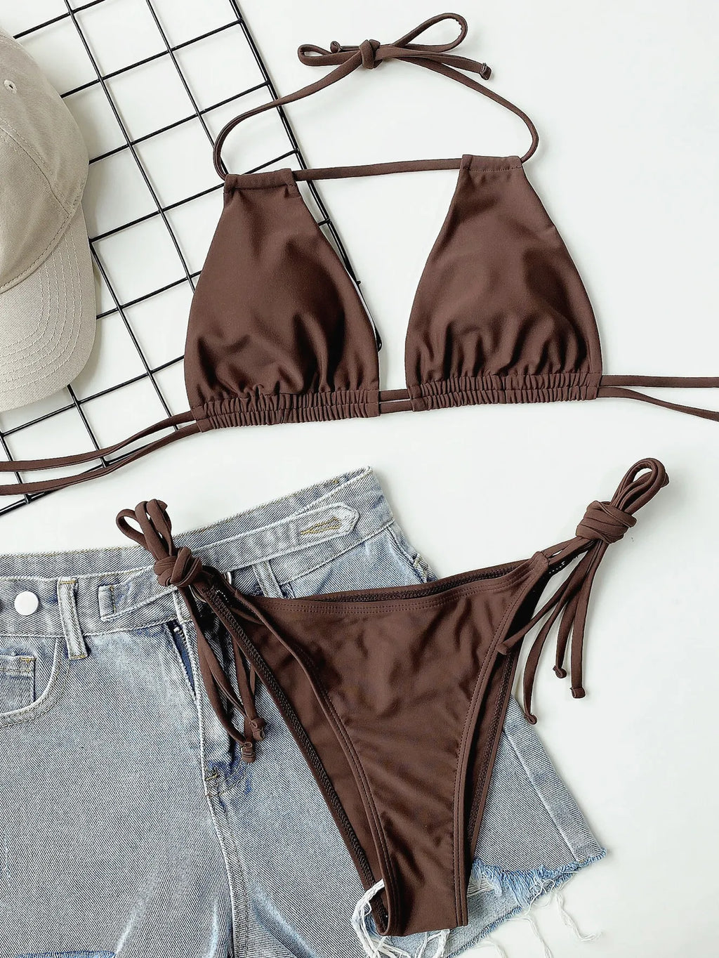 Ensemble maillot de bain deux pièces à bretelles pour femmes