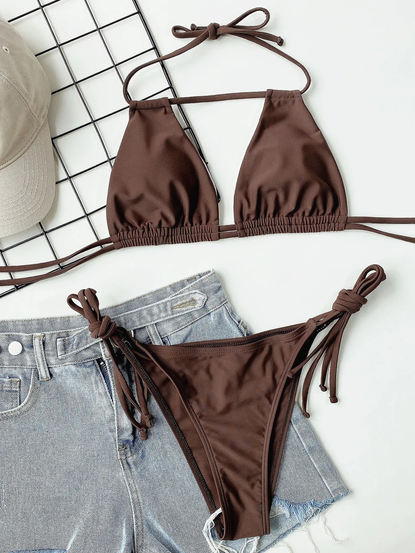 Ensemble maillot de bain deux pièces à bretelles pour femmes