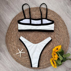 Maillot de bain deux pièces noir et blanc pour femmes