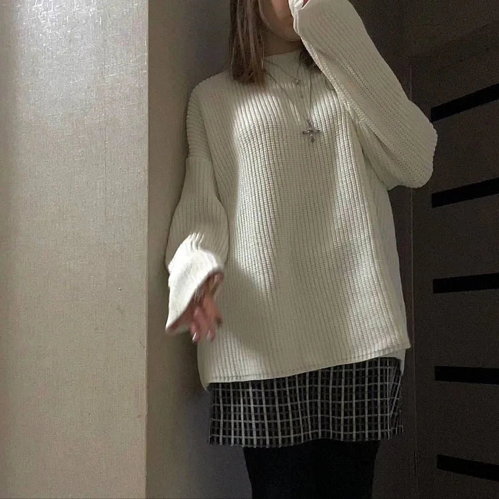 Pull basique tricoté col rond pour femmes