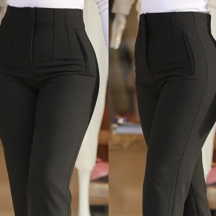 Pantalon plissé à fermeture éclair pour femmes