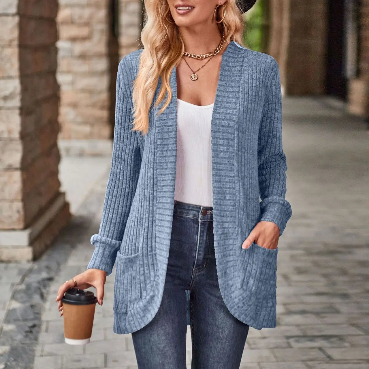 Gilet ample et uni pour femmes