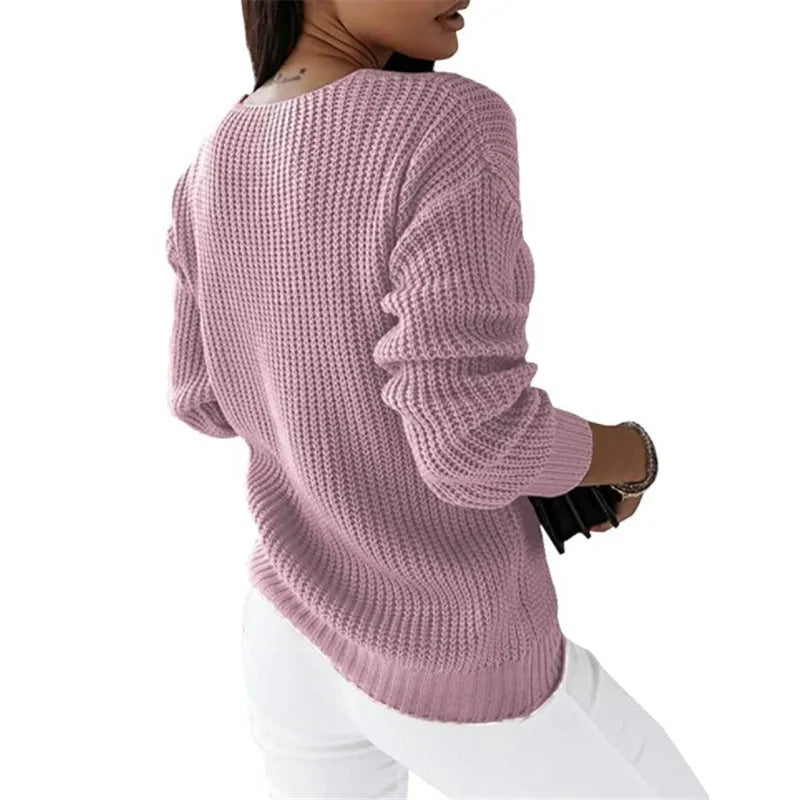 Pull ample en maille et manches longues pour femmes