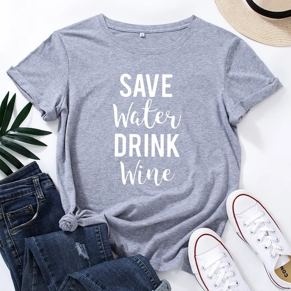 T Shirt imprimer en coton à manches courtes pour femmes