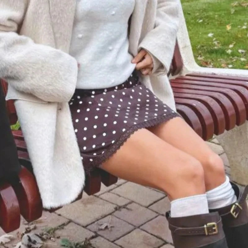 Jupe courte à pois pour femmes