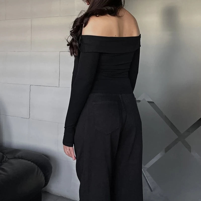 T-Shirt Basique Femme – Épaules Dénudées
