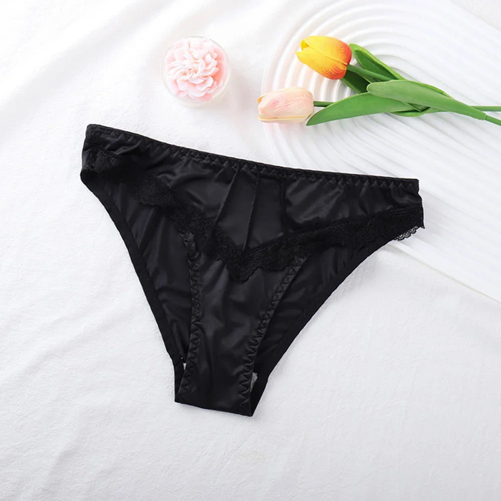 Culotte Femme – Tissu Soyeux et Bordure Dentelle