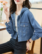 Veste en jean à capuche vintage pour femmes