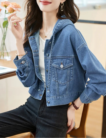 Veste en Jean à Capuche Femme – Style Vintage