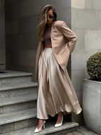 Jupe longue en satin pour femmes