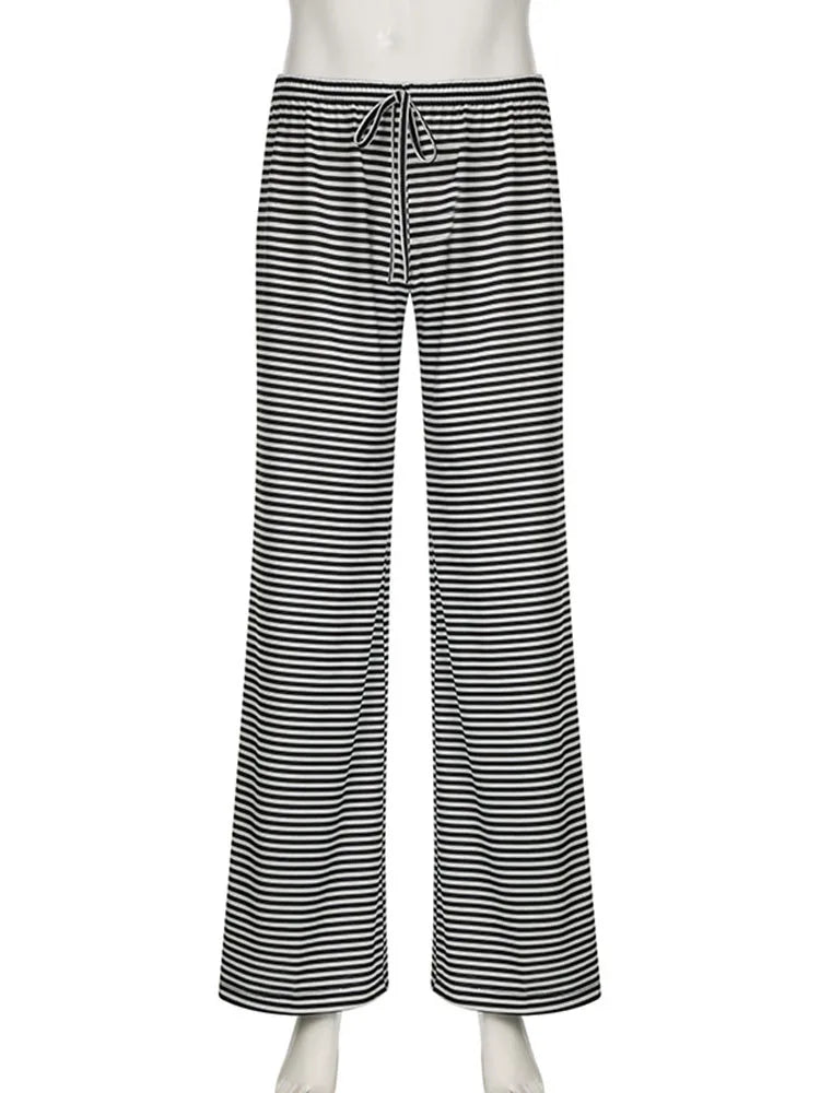 Pantalon de survêtement taille basse à rayures pour femmes