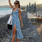 Robe longue imprimé avec bretelles spaghetti pour femmes