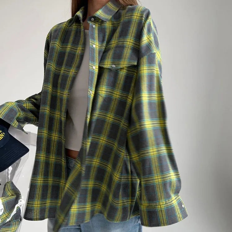 Chemise vintage à manches longues pour femmes