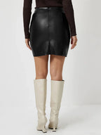 Jupe en cuir PU pour femmes