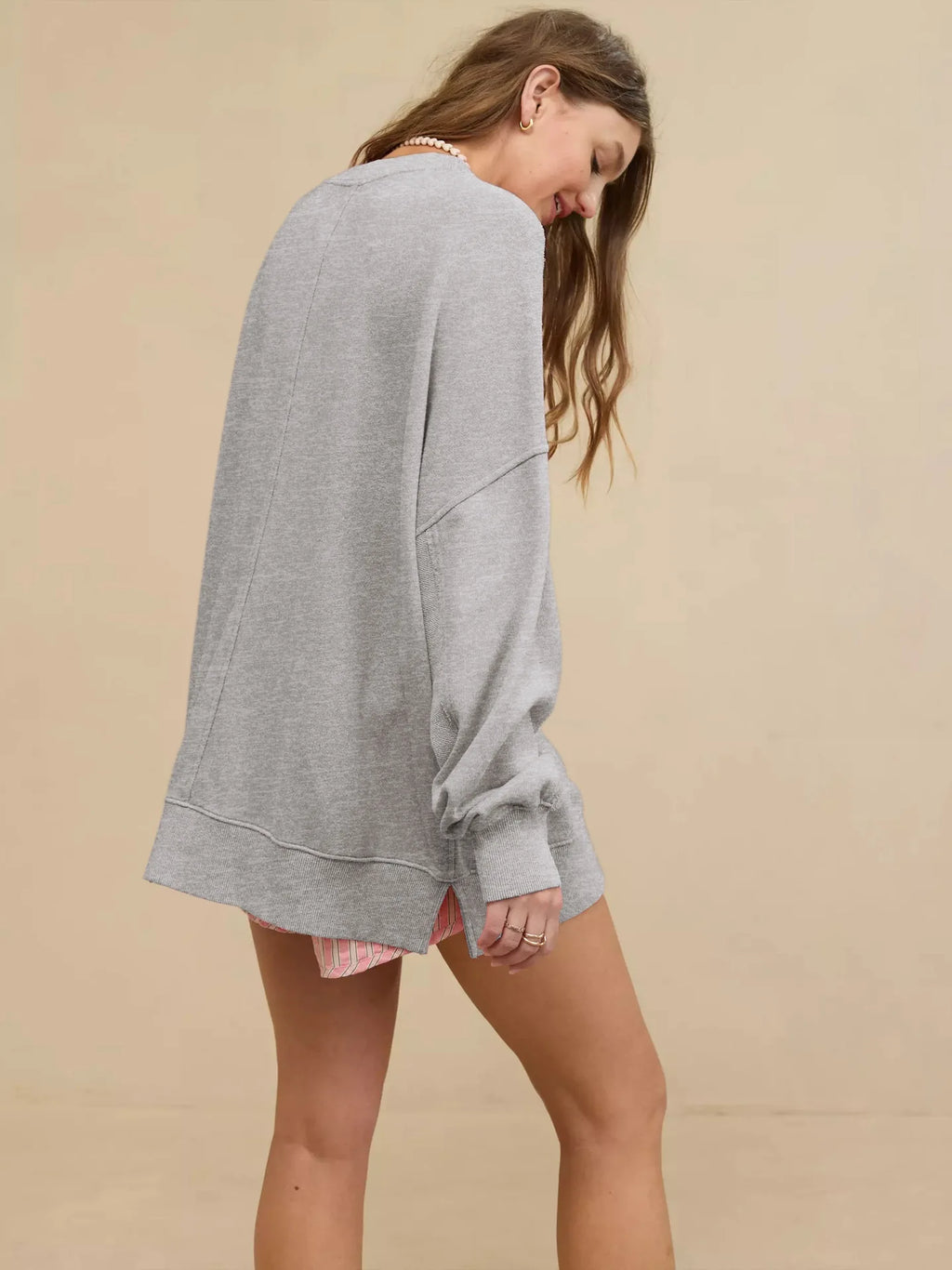 Sweat à capuche ample et décontracté à col rond pour femmes