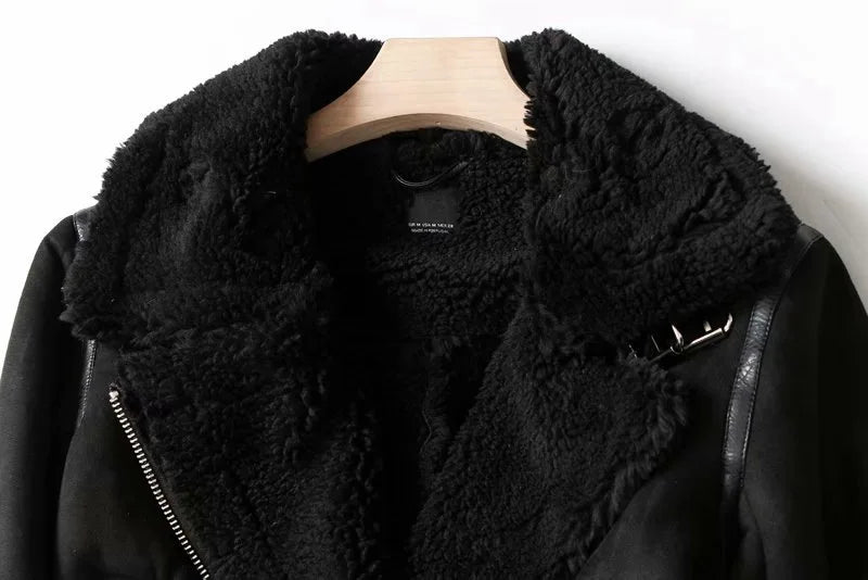 Vestes épais et chaude en daim agneau pour femmes