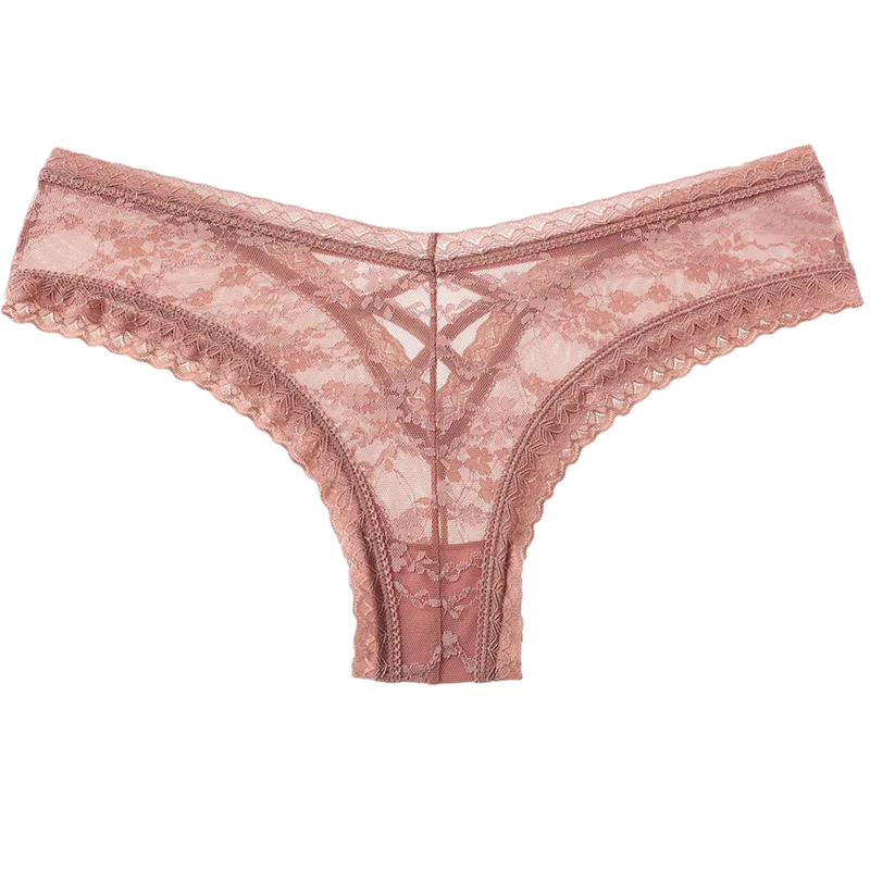 Culottes taille basse en dentelle maille transparente pour femmes