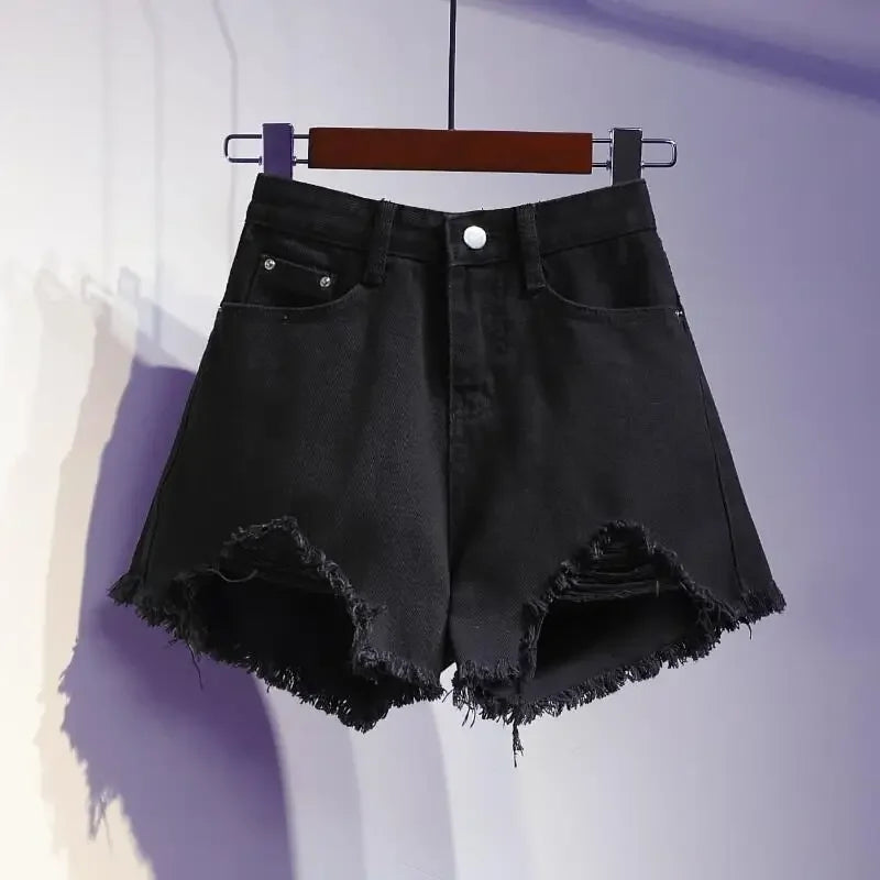 Short en Jean blanc taille haute pour femmes
