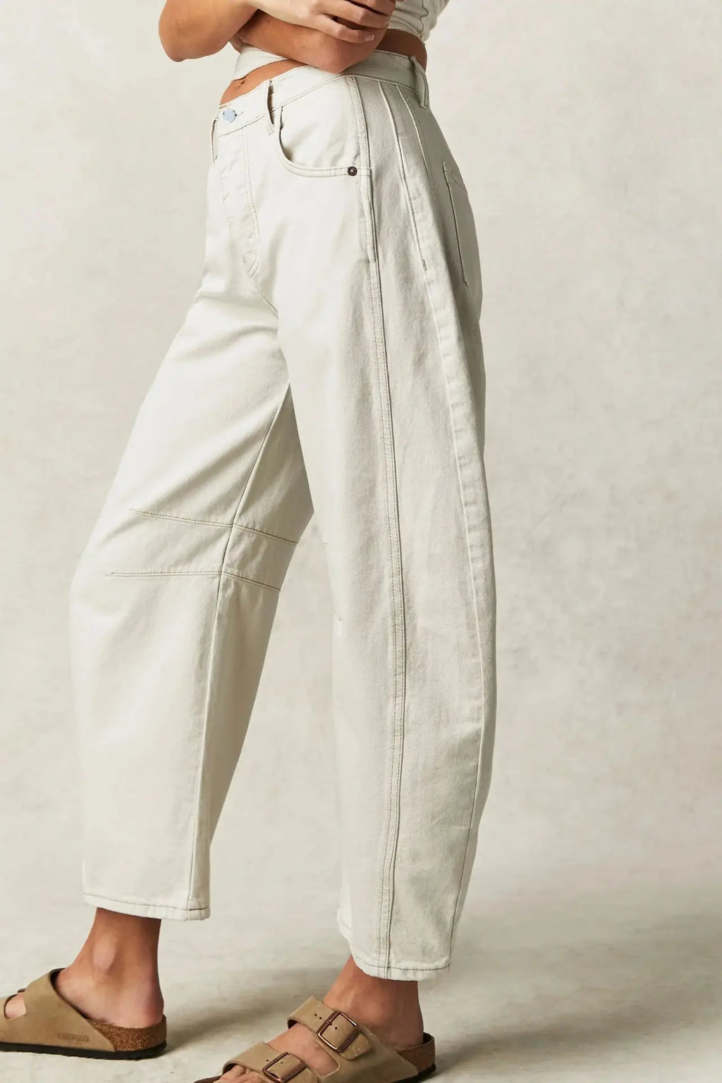 Pantalon en jean délavé taille mi-basse pour femmes