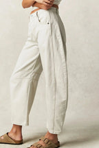 Pantalon en jean délavé taille mi-basse pour femmes