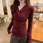 T-shirt chic à col V pour femmes
