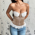 Débardeur en satin et dentelle pour femmes