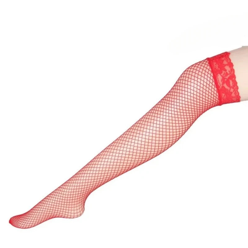 Bas résille en maille brillante pour femmes
