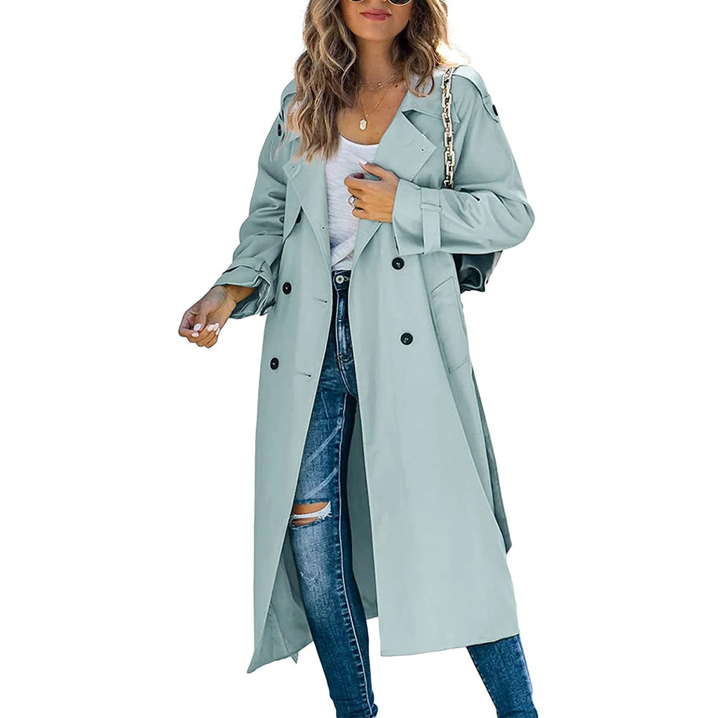 Manteau coupe-vent à double boutonnage pour femmes