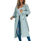 Manteau coupe-vent à double boutonnage pour femmes