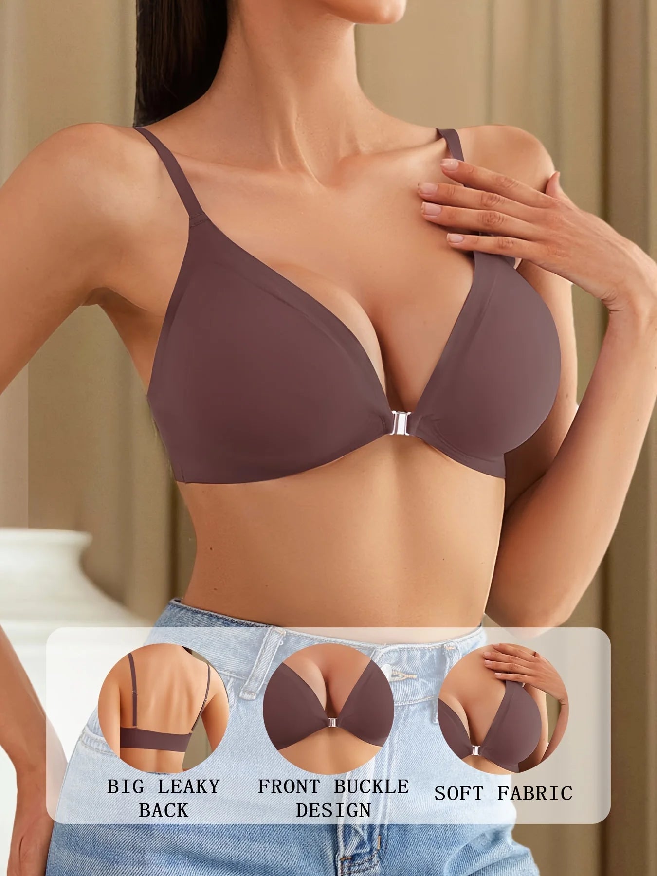 Soutien-gorge avec ouverture avant amovible goutte d'eau pour femmes