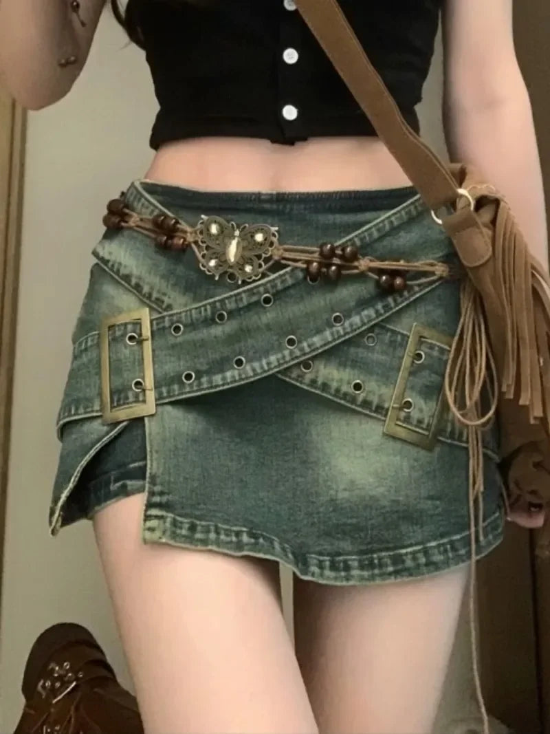 Mini-jupes en jean taille haute pour femme