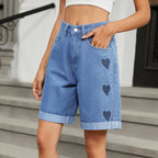 Short en jean taille moyenne pour femmes