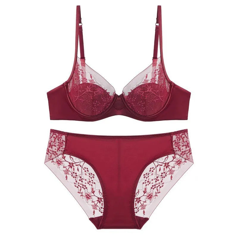 Ensemble soutien-gorge push-up à bonnets fins et culotte pour femmes