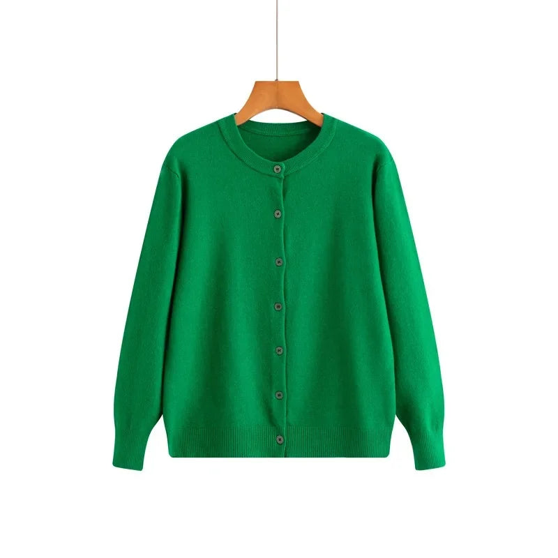 Cardigan tricoté à col rond pour femmes