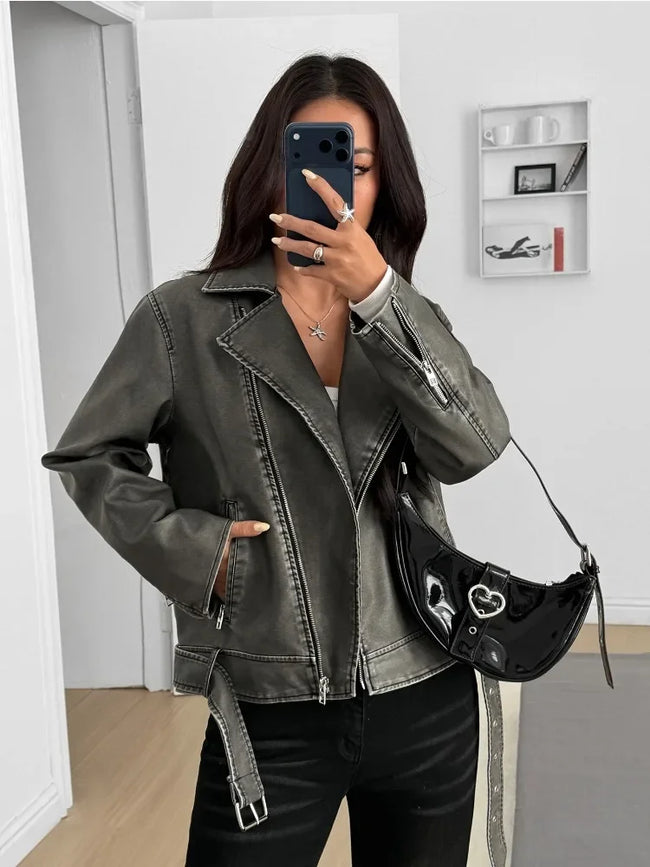 Veste Vintage Femme – Similicuir Délavé