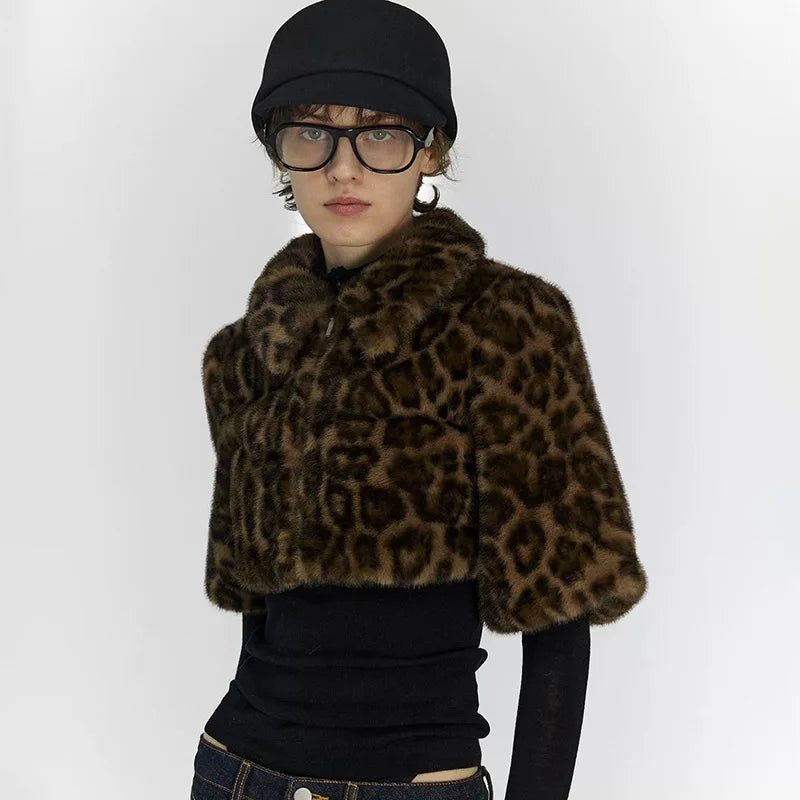 Veste courte imprimée léopard pour femmes