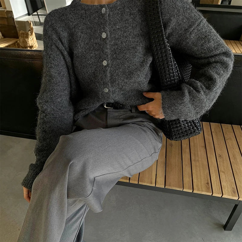 Cardigan femme doux en peluche à boutons