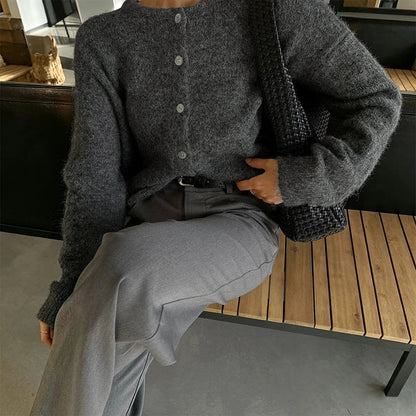 Cardigan femme doux en peluche à boutons