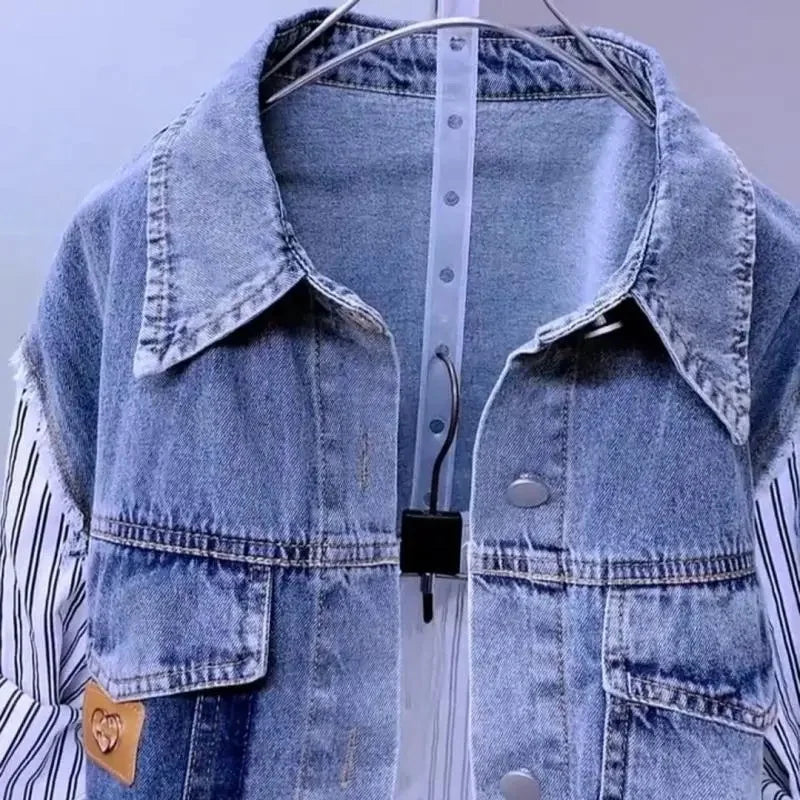 Veste en jean rayée pour femmes