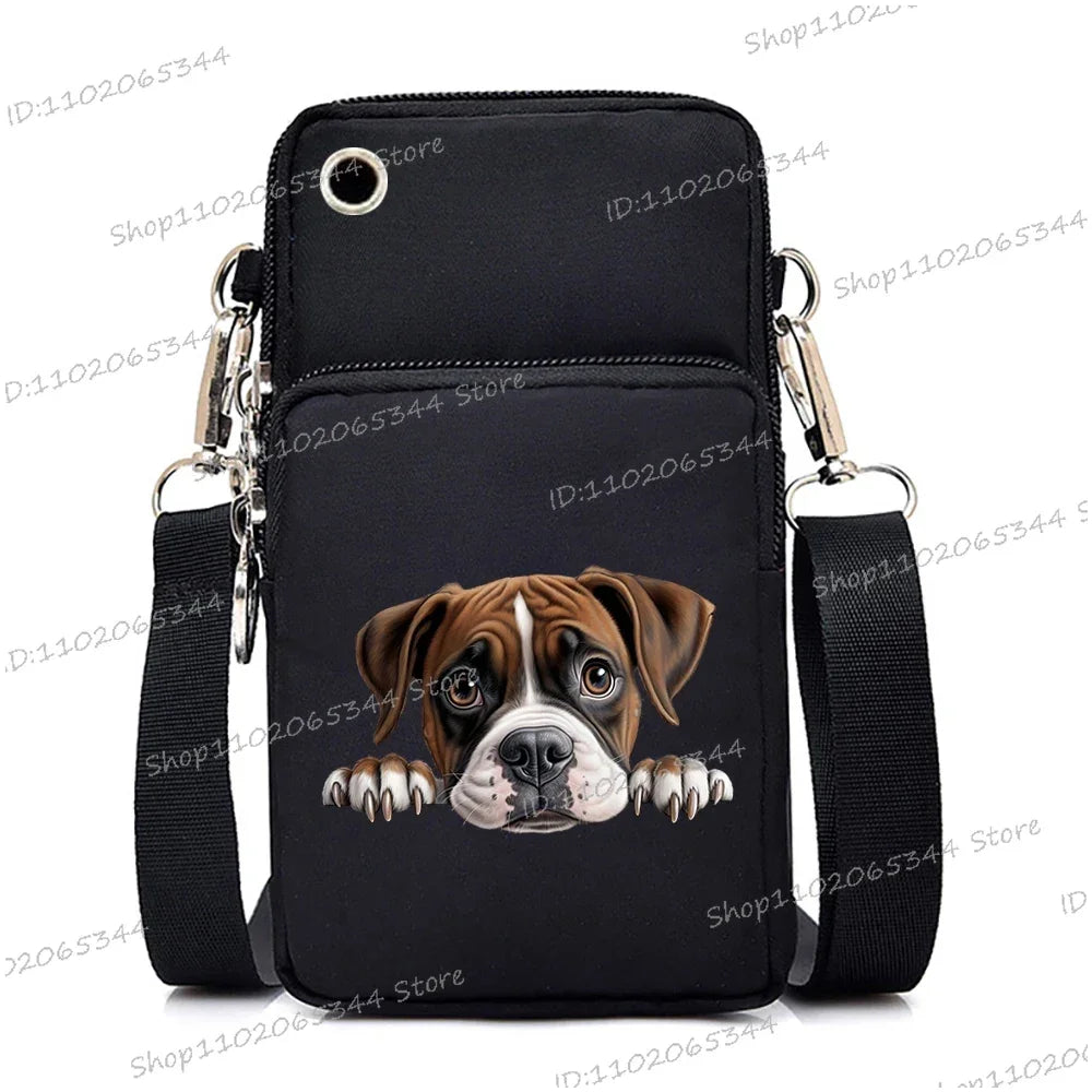 Sac à main pour téléphone portable imprimé chien 3D pour femmes