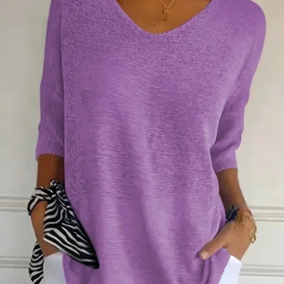 Pull décontracté à col en V pour femmes