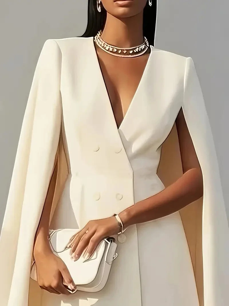 Robe de costume cape à double boutonnage pour femmes