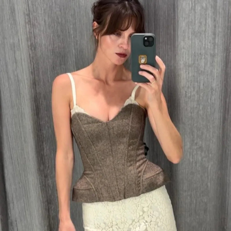 Débardeur corset à fines bretelles pour femmes