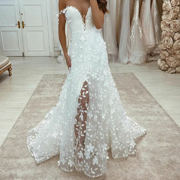 Robe de mariée princesse élégante à épaules dénudées pour femmes