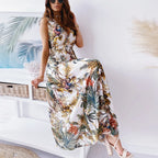 Robe maxi bohème sexy à décolleté plongeant pour femmes